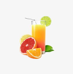 健康生活，从一杯新鲜果汁开始 千库网高清水果PNG素材免费下载